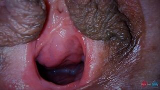 cum dripping out of my pussy very close up!
